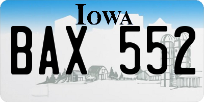 IA license plate BAX552