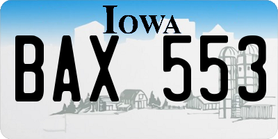 IA license plate BAX553
