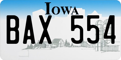 IA license plate BAX554