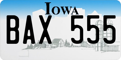 IA license plate BAX555