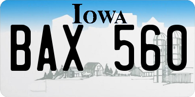 IA license plate BAX560