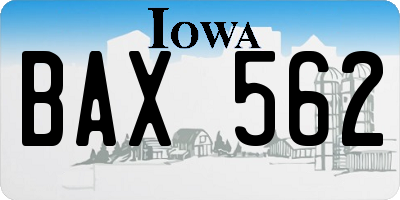 IA license plate BAX562