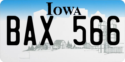IA license plate BAX566
