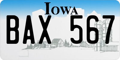 IA license plate BAX567