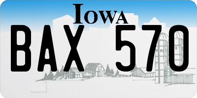 IA license plate BAX570