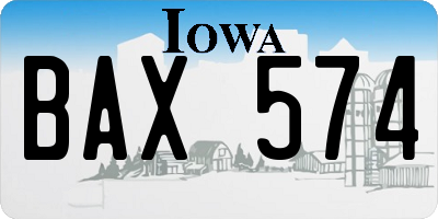 IA license plate BAX574