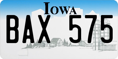 IA license plate BAX575
