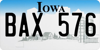 IA license plate BAX576