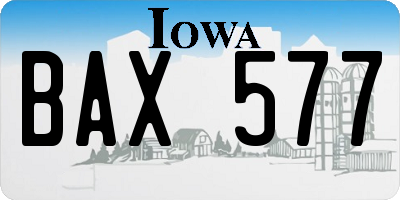 IA license plate BAX577