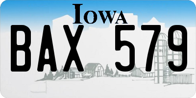 IA license plate BAX579