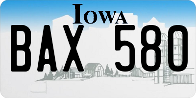 IA license plate BAX580