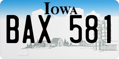 IA license plate BAX581