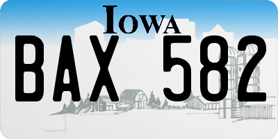 IA license plate BAX582