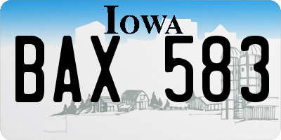 IA license plate BAX583