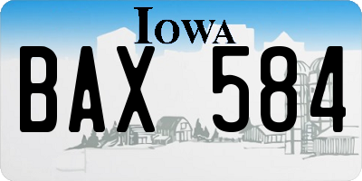 IA license plate BAX584