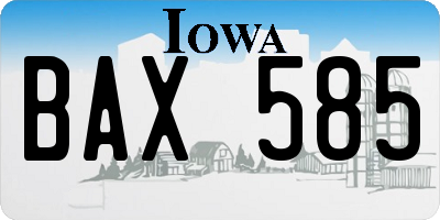 IA license plate BAX585