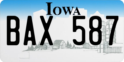 IA license plate BAX587