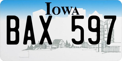 IA license plate BAX597