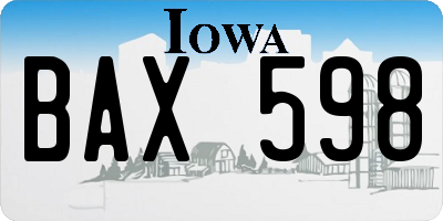 IA license plate BAX598