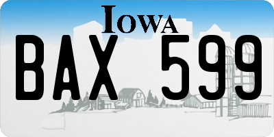 IA license plate BAX599