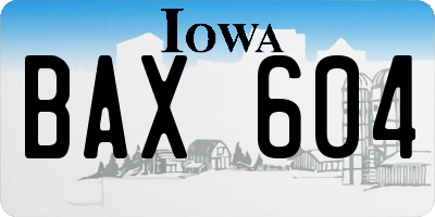 IA license plate BAX604