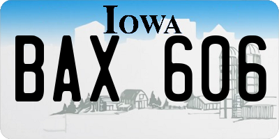 IA license plate BAX606