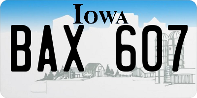 IA license plate BAX607