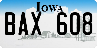 IA license plate BAX608