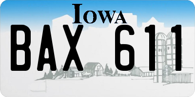 IA license plate BAX611