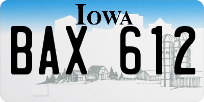 IA license plate BAX612