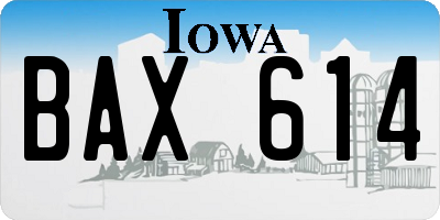IA license plate BAX614