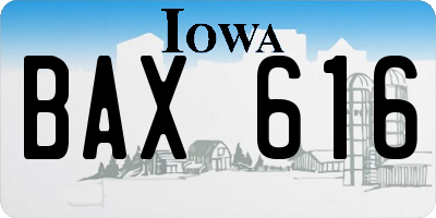 IA license plate BAX616