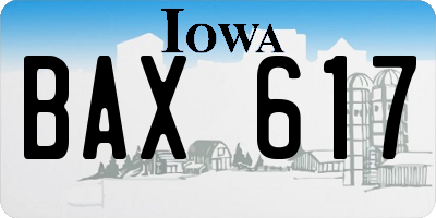 IA license plate BAX617