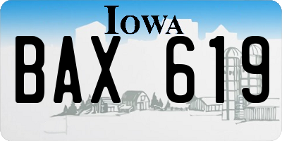 IA license plate BAX619