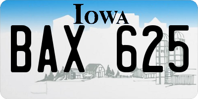 IA license plate BAX625