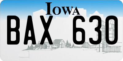 IA license plate BAX630