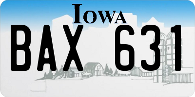 IA license plate BAX631