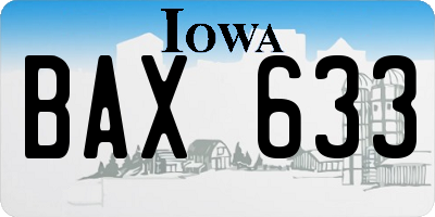 IA license plate BAX633