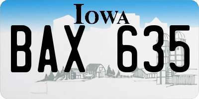 IA license plate BAX635