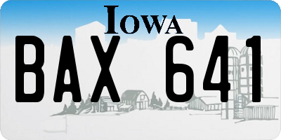 IA license plate BAX641