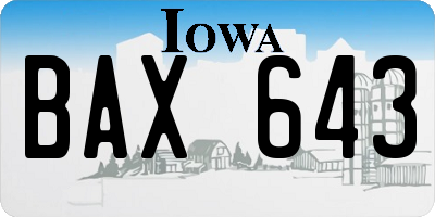 IA license plate BAX643