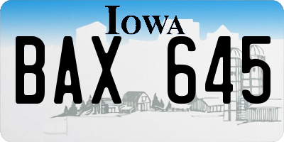 IA license plate BAX645