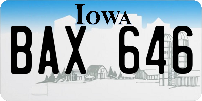 IA license plate BAX646