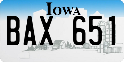 IA license plate BAX651