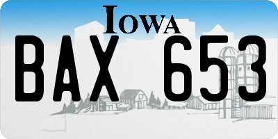 IA license plate BAX653