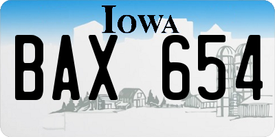 IA license plate BAX654