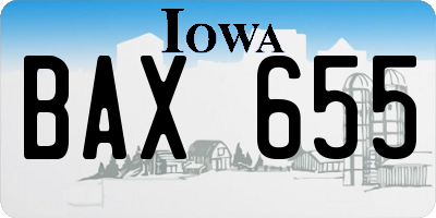 IA license plate BAX655