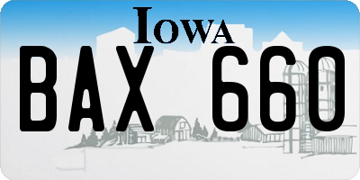 IA license plate BAX660