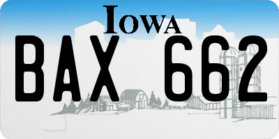 IA license plate BAX662