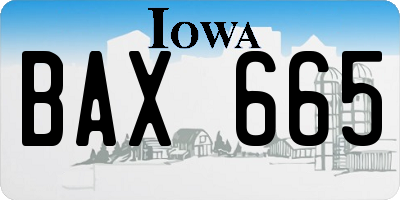 IA license plate BAX665